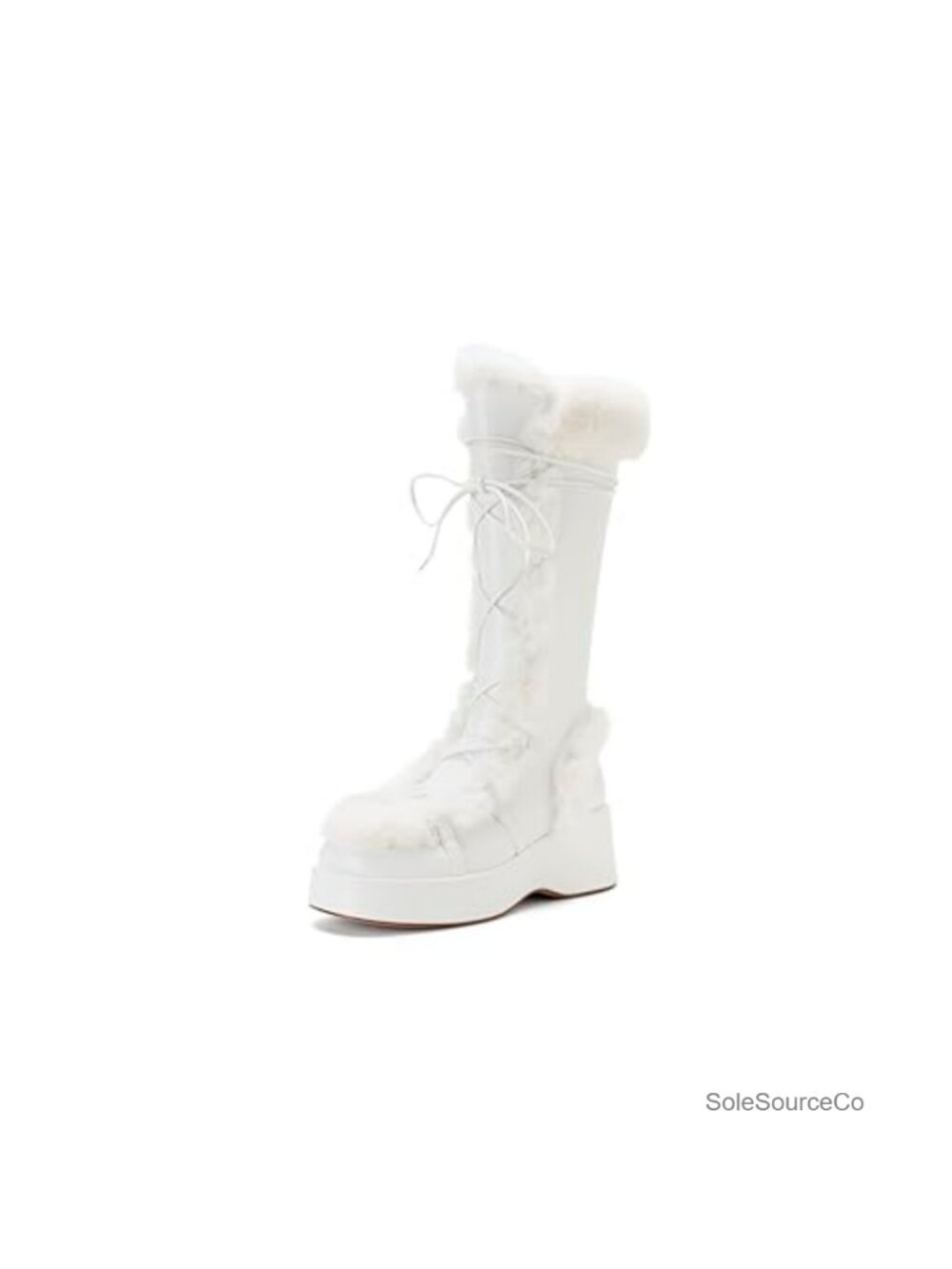 Knee High Winter Boots Faux Fur Platform Snow Boots Lace Up Side Zipper